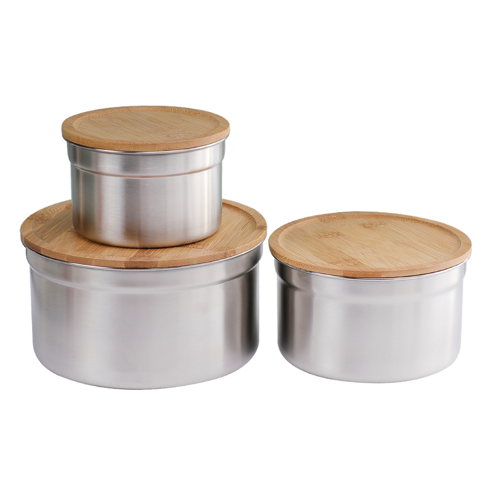 အိမ်အသုံးအဆောင်ပစ္စည်းများ Round Crisper Sealing Bowls Lunch Box with Bamboo Lid