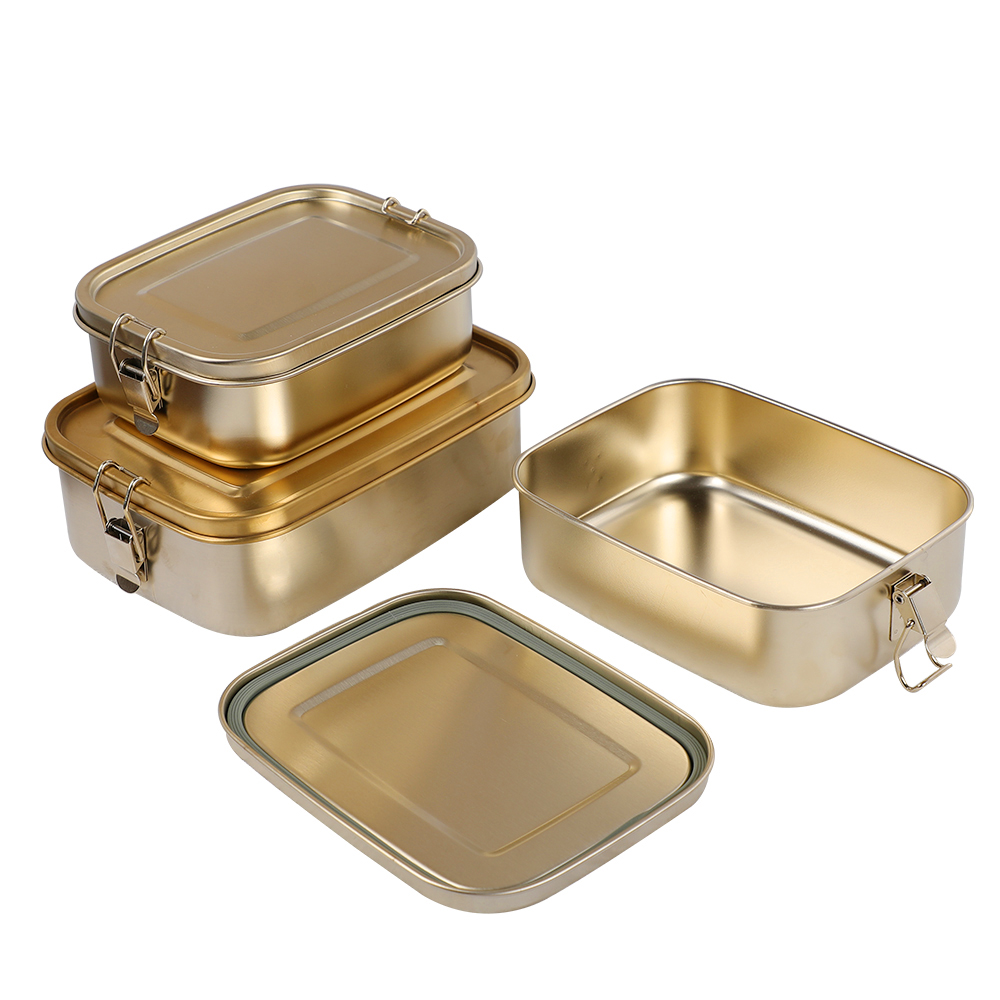 جعبه نهار ترمو جعبه استیل بنتو با روکش طلا