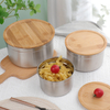 vlekvrye staal produk Voedselvoorbereidingshouers Ronde Snack Set Houers Met Bamboes Deksel