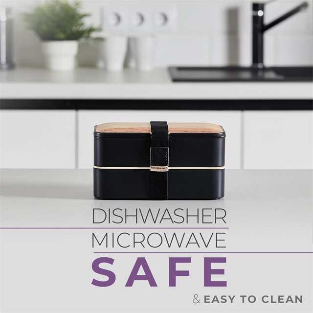 Pudełko na drugie śniadanie dla dorosłych Premium Box z przegr&oacute;dkami Zestaw przybor&oacute;w, pałeczek i pojemnika na dipy