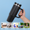 Bouteille d'eau 850 ml, gobelet isol&eacute;, tasse de voyage en acier inoxydable avec couvercles et pailles 