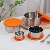 Округле посуде од нерђајућег челика Непропусне металне посуде за складиштење хране са силиконским поклопцима