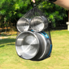 Set de vase de gătit cu m&acirc;ner pliabil pentru camping din oțel inoxidabil