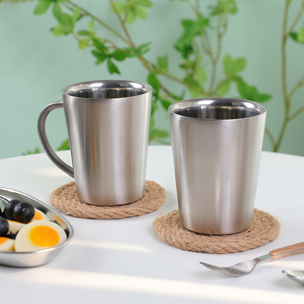 Кавові чашки з подвійними стінками з нержавіючої сталі 304, 10 унцій, пивна чашка з ручкою 