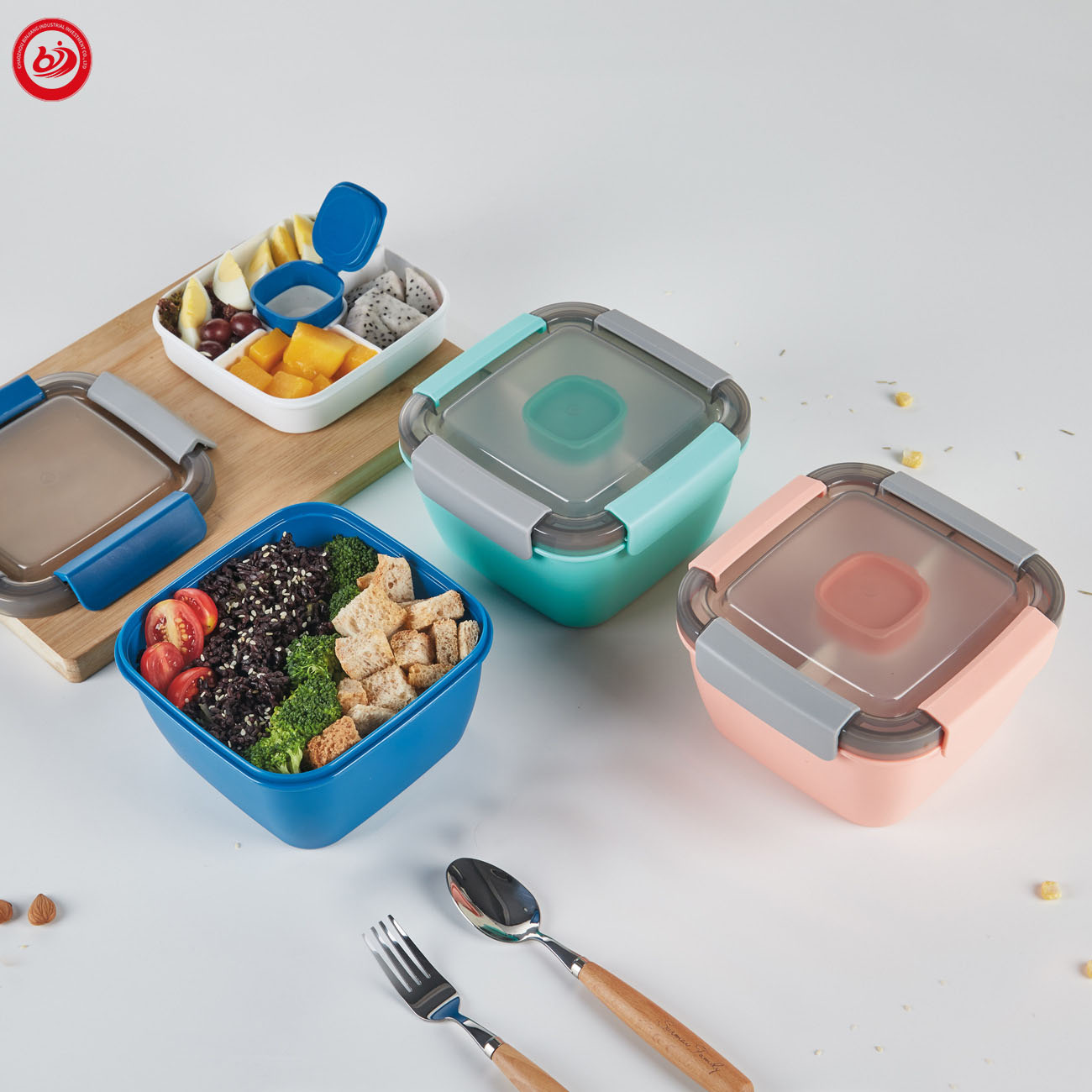 Κουτί μεσημεριανού γεύματος σε τετράγωνο καθαρό πλαστικό δοχείο τροφίμων χωρίς BPA