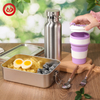 304 Stainless Steel Container na Leakproof Lunch Box na may Bote ng Tubig at Natitiklop na Mug