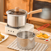 Olla para fre&iacute;r de acero inoxidable, freidora con mango largo, olla con colador y tapa