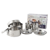 Set de vase de gătit cu m&acirc;ner pliabil pentru camping din oțel inoxidabil
