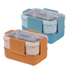 3 Compartment 2 Layers Stainless Steel Portion Control Lunch Box na May Malinaw na Takip