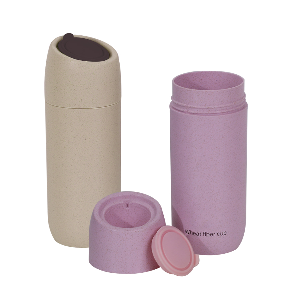  Nerozbitn&aacute; opakovaně použiteln&aacute; izolovan&aacute; l&aacute;hev na vodu 400 ml sklenice z pšeničn&eacute; sl&aacute;my s v&iacute;kem 