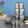 conjunto de talheres de a&ccedil;o inoxid&aacute;vel Recipientes redondos para armazenamento de alimentos Nestable