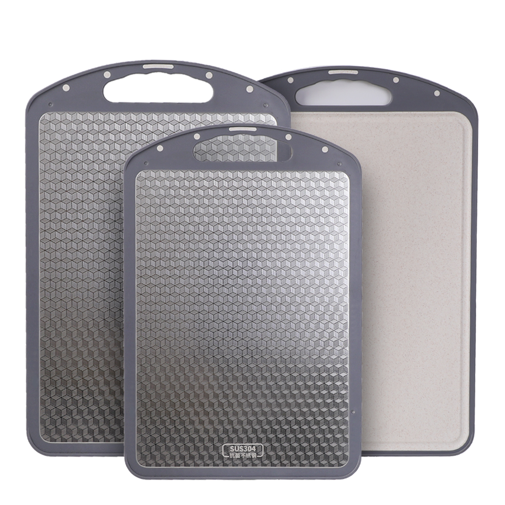 ጭረት የሚቋቋም የሜሽ ዲዛይን አይዝጌ ብረት የመቁረጥ ሰሌዳ