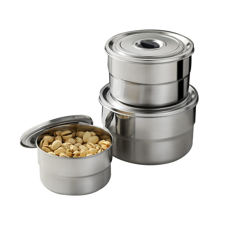 304 سٹینلیس سٹیل کے گول کنٹینرز لیک پروف فریش کیپنگ باکس